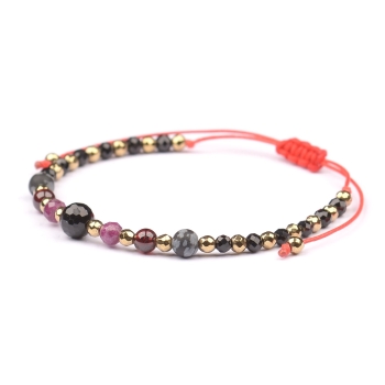 Bransoletka celebrytka TURMALIN + znak zodiaku KOZIOROŻEC zodiak